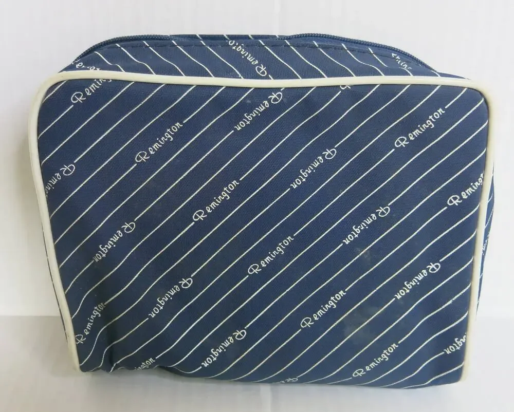 VINTAGE REMINGTON Bag Shaver Makeup Purse Organizer Travel Zipper Blue Retro